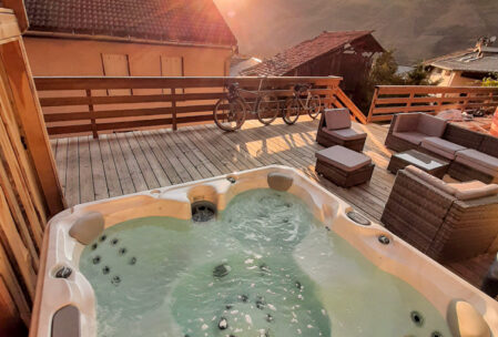 Bike holiday accommodation wouldn't be complete without a sunset hot tub!